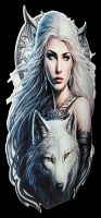 Blechschild - Magische Schönheit mit Wolf