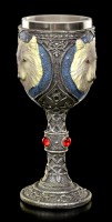 Fantasy Goblet - Lone Wolf with red Gemstones