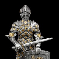 Ritter Figur mit Schwert und Löwenschild