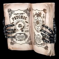 Hellseher Buch mit Skeletthänden