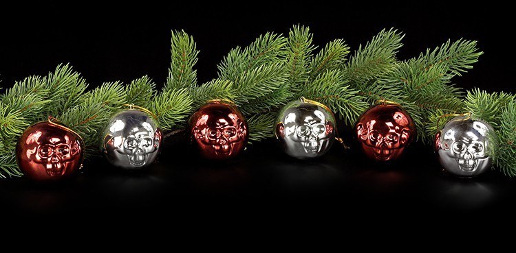 Christmas Bauble - Skulls Mix - Set of 6