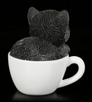 Schwarzes Kätzchen in Tasse - klein