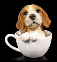 Hunde Figur - Beagle Welpe in Tasse