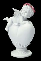 Angel Figurine - Cherub with Wreath of Roses on Heart