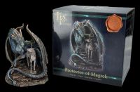 Dragon Figurine with Unicorn - Protector of Magick - Bronzed