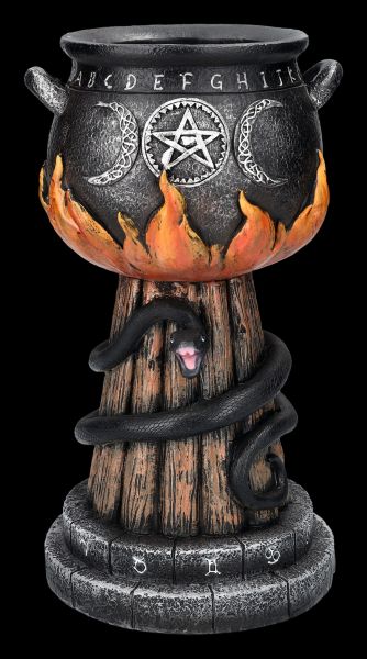 Candle Holder - Witch's Cauldron with Snake