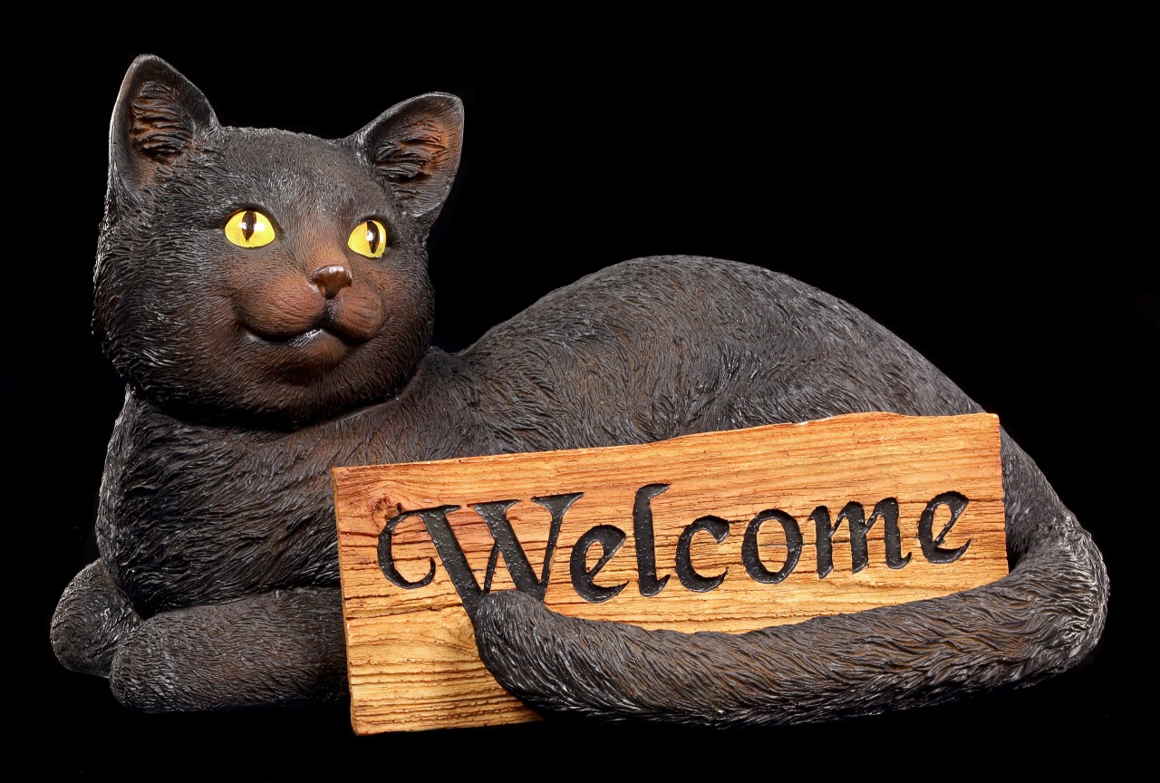 Katzen Figur Willkommen - Welcome