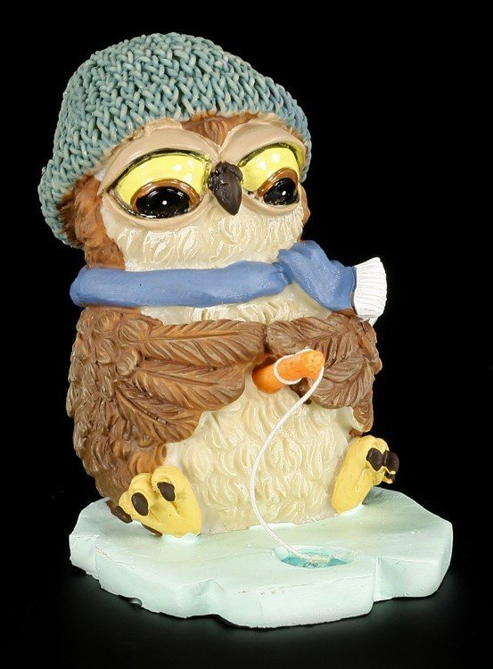 Fishing Under Ice Winter Owl - Funny Figurine