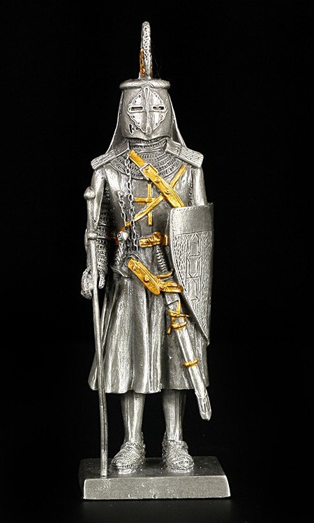 Zinn Ritter Figur - Deutscher mit Schwert und Schild
