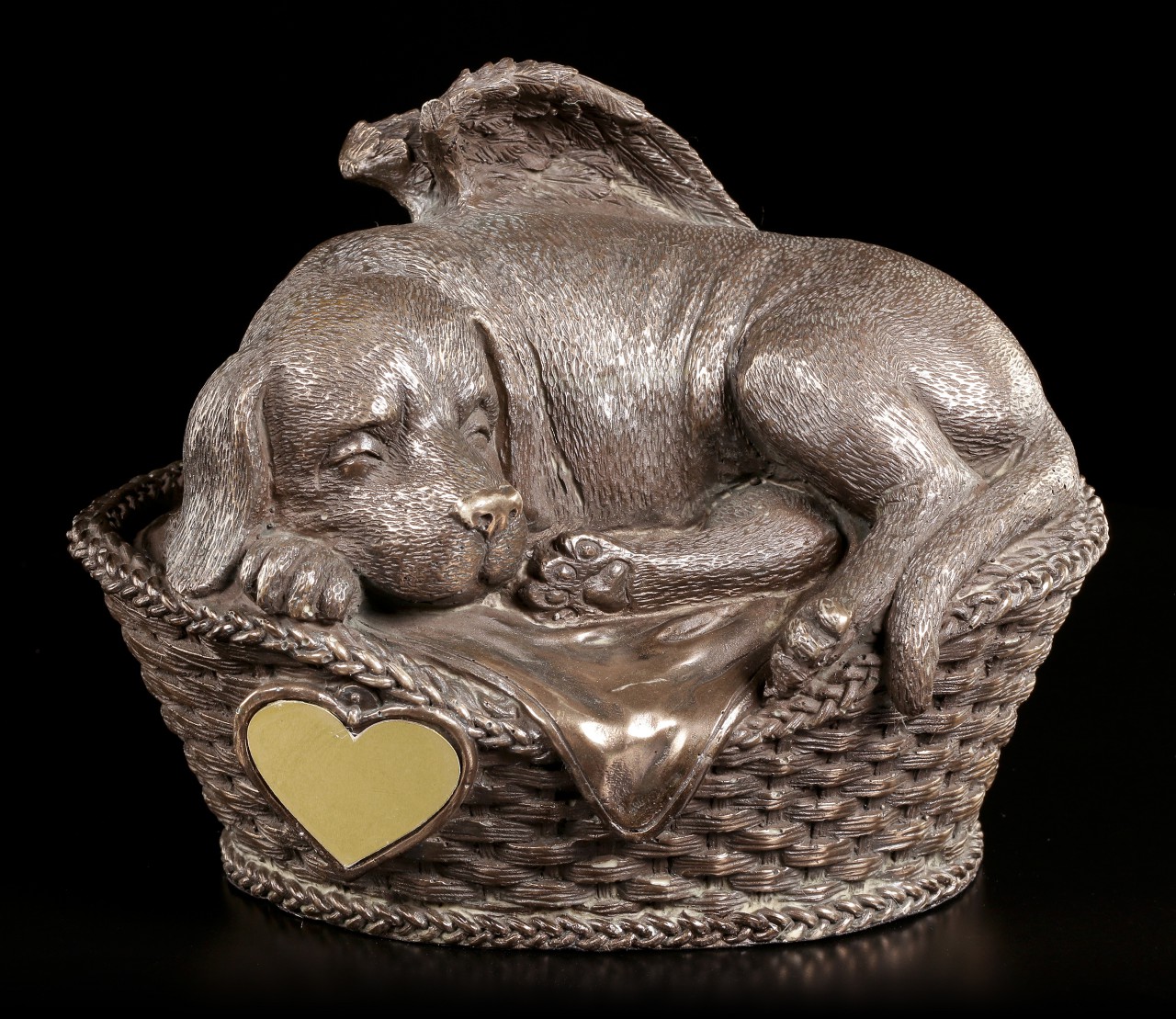 Dogs Urn - Dog Angel in Basket with Gravure Plate