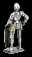 Pewter Knight Figurine with Sword Lion Shield