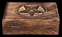 Tarot Schatulle aus Holz - Pentagramm