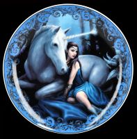 Teller 4er Set - Unicorn and Maiden by Anne Stokes