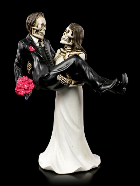 Skelett Brautpaar Figur - Braut trägt Bräutigam