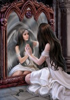 Fantasy Greeting Card Angel - Magical Mirror