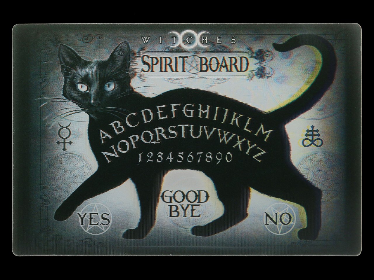 3D Postkarte mit Katze - Black Cat Spirit Board