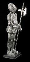 Deutsche Ritter Figur mit Hellebarde silberfarben