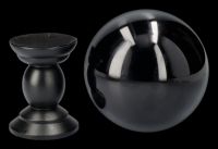 Large black Crystal Ball with Wooden Stand
