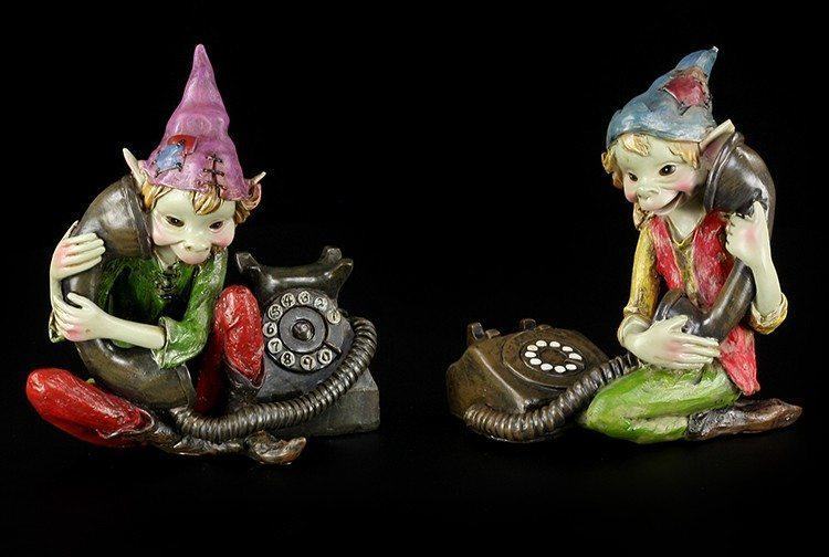 Pixie Figurines with Telephone - Set of 2