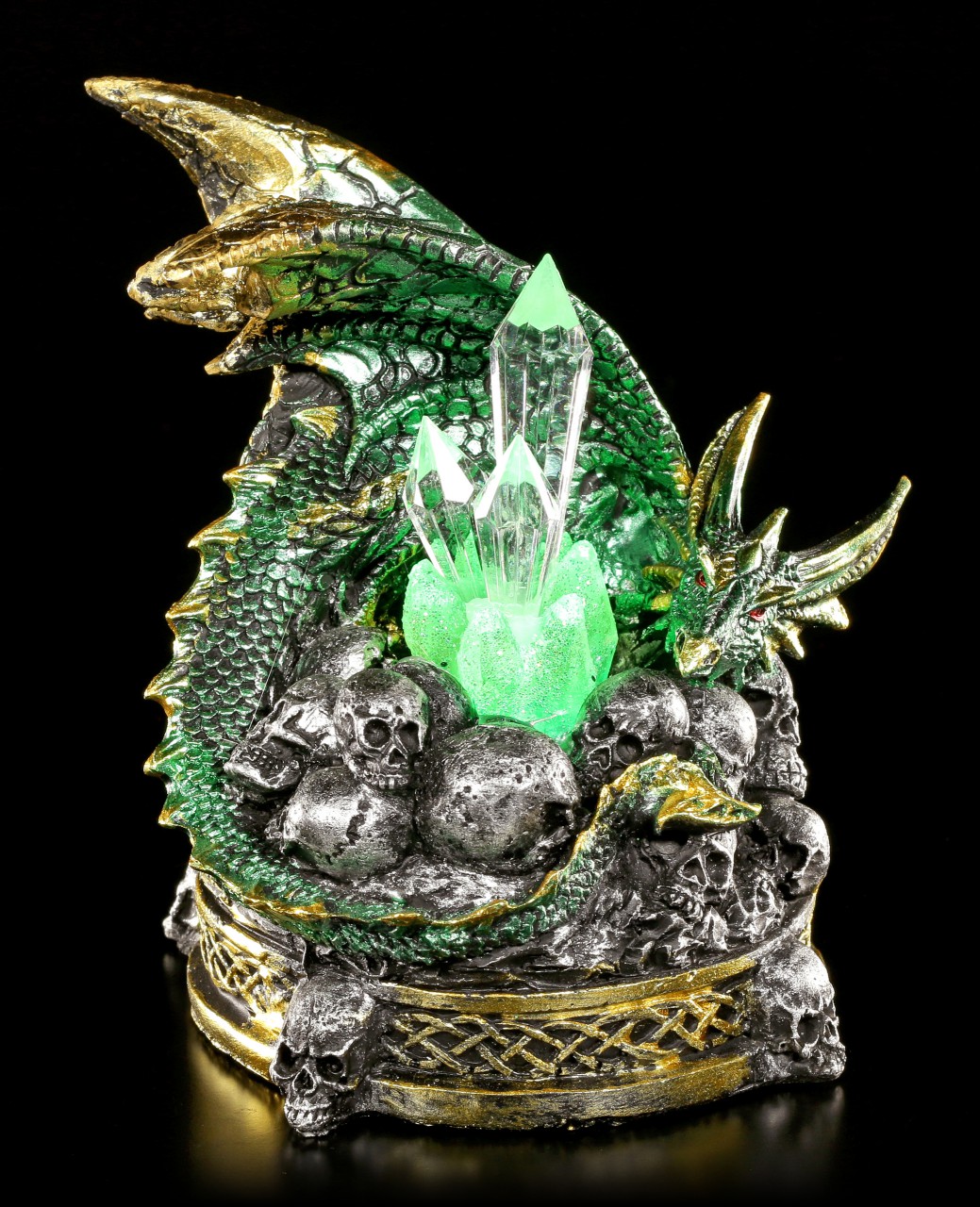 Dragon Figurine with LED Lighting - The Crystal Guardian - green