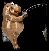Funny Hippo Figurine - Fishing