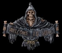 Türschild Skelett Reaper - Welcome to Hell klein