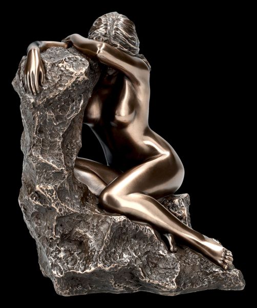 Female Nude Figurine - Woman Leaning Exhausted on Rock
