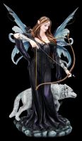 Elfen Figur - Amora mit Bogen und Wolf