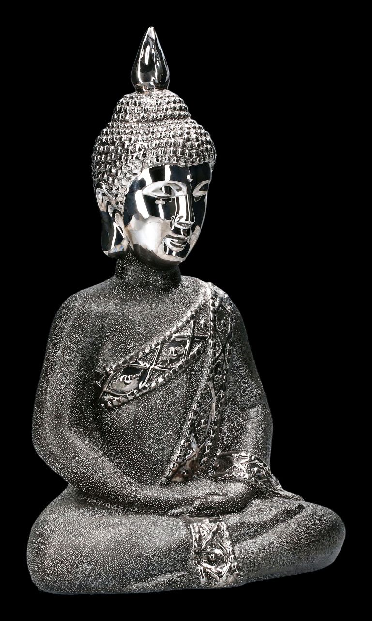 Buddha Figur schwarz silber