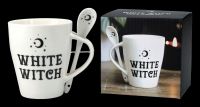 Kaffeetasse mit Löffel - White Witch