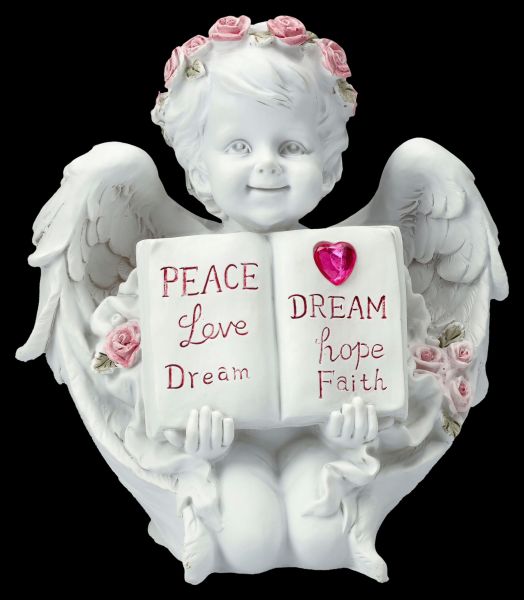 Angel Figurine - Cherub with Book and Heart