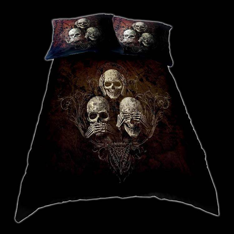 No Evil - Alchemy Double Bed Duvet Set with Skulls
