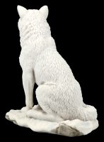 Weiße Wolf Figur - sitzend
