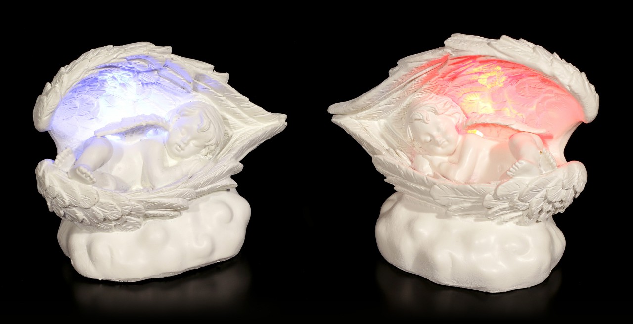 Angel Figurines - Sleeping Cherubim with LED - Set of 2