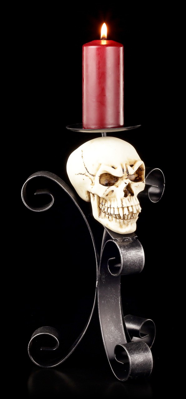 Metal Candle Holder - Skull with Jaw