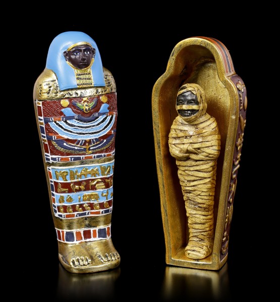 4er Set Ägypten schwarz-goldene Kanopen 13-15cm 
