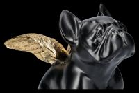 Bulldog Figurine Black with Golden Wings