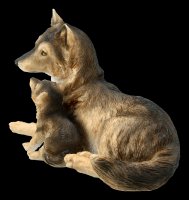 Wolf Figurine with Pup