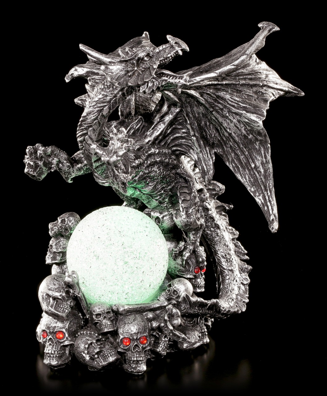 Drachen Figur mit LED - Ares mit Kristallkugel