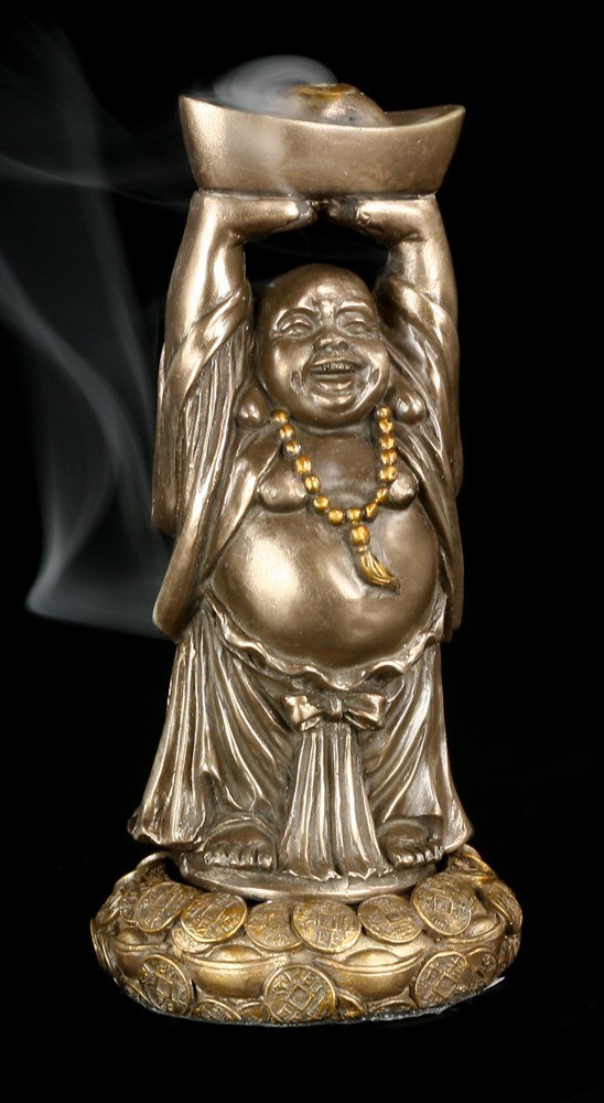 Räucherkegelhalter - Happy Buddha stehend