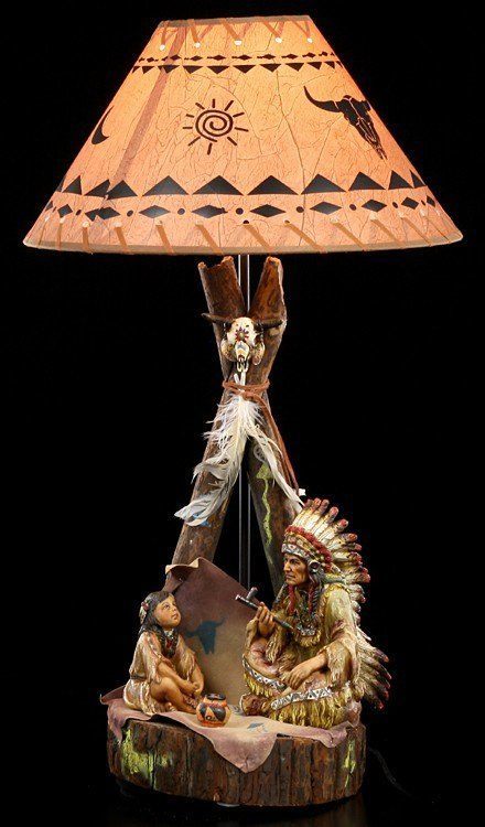 Indianer Lampe - Häuptling mit Kind