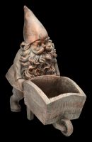 Garden Gnome Figurine with Wheelbarrow Plant Pot