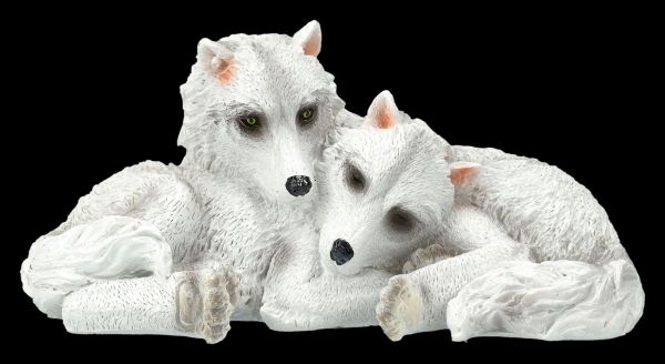 Wolf Figurine - Polar Wolves Cuddling