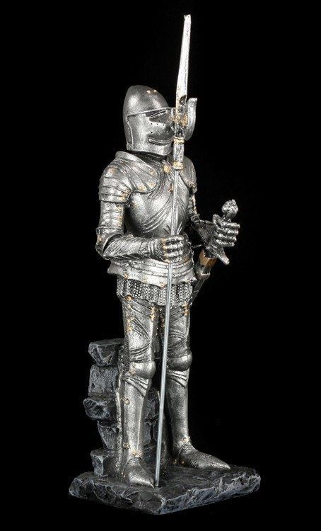 Deutsche Ritter Figur mit Hellebarde und Schwert