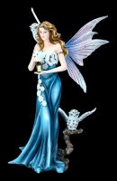 Fairy Figurine with Owls and Lantern