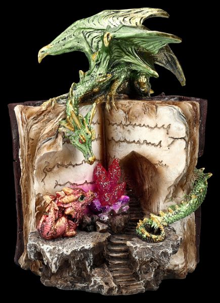 Dragon Figurines on Book with Stairs