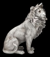 Lion Figurine Sitting - Antique Silver