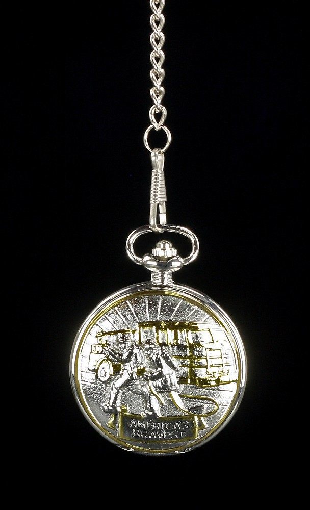 Pocket Watch - Fire Department Round Silver Colors