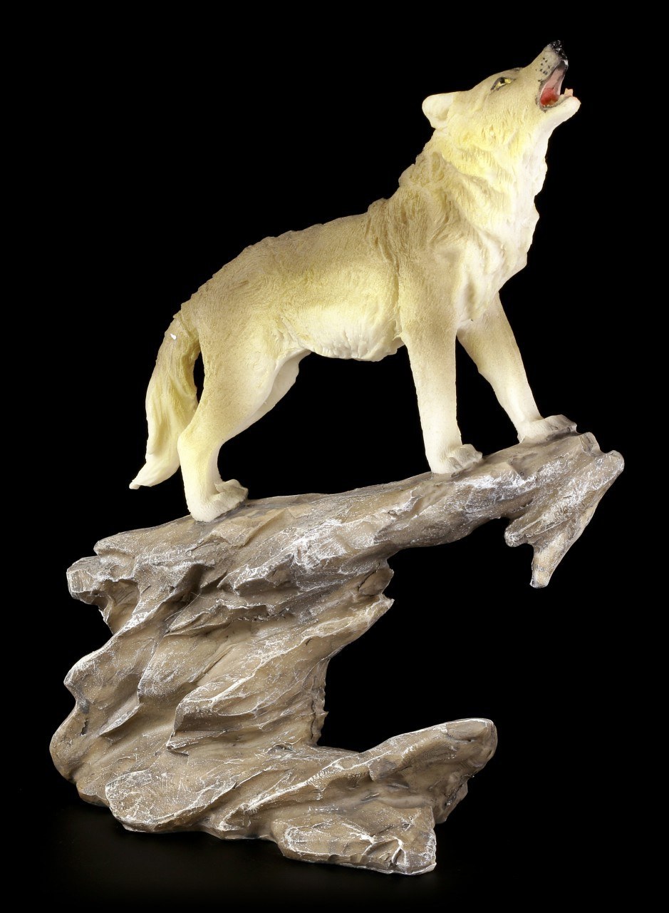 Wolf Figur - Heulend auf dem Felsen - Klein