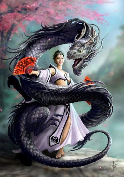 Fantasy Grußkarte Drache - Dragon Dancer